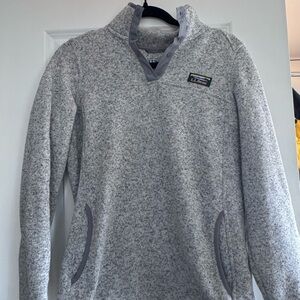 L.L. Bean Women's Light Gray Marled Zip-Up Sweater Pullover
